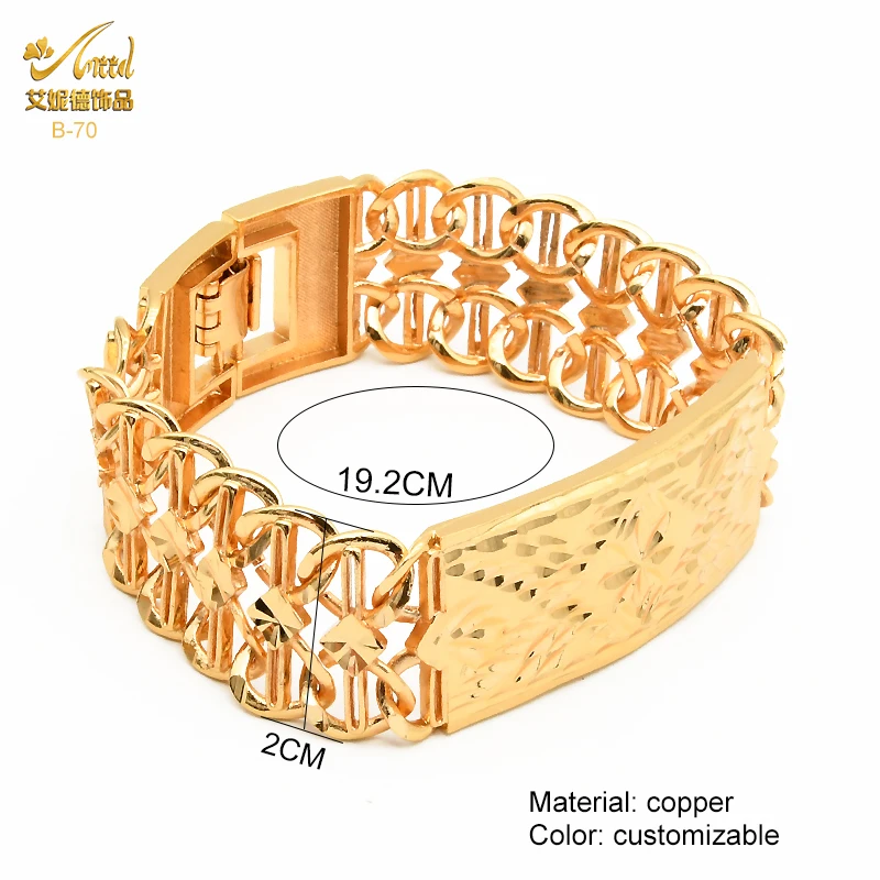 Luxury Copper Bracelet For Women Dubai Gold Color Bangles Indian Arabic Jewelry With Designer Charms Hawaiian Wholesale Party