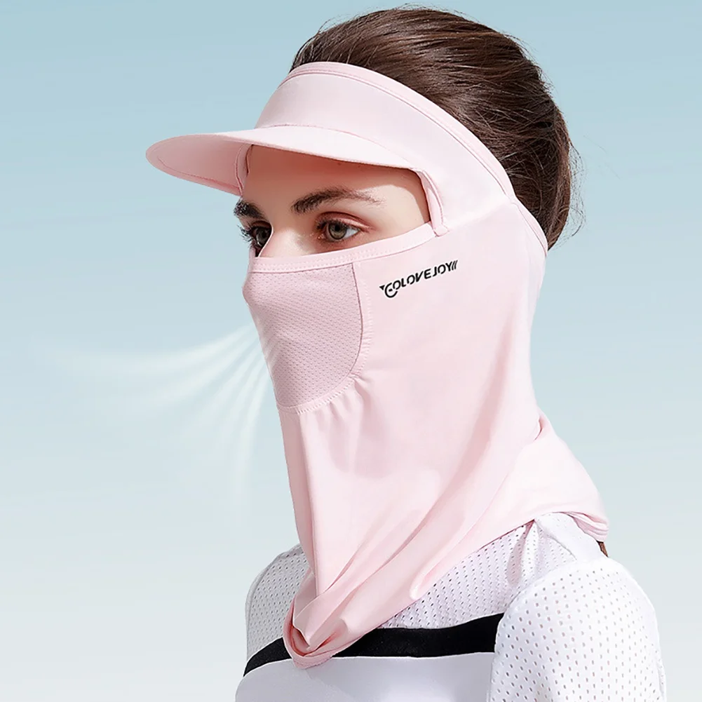 Balight Summer Sunscreen Ice Silk Mask Female Outdoor Riding Sunshade Integrated Breathable Golf Face Veil