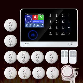 Dotykowy karnego bezprzewodowy system alarmowy Wi-Fi GSM dymu pożarowego czujnik alarmu