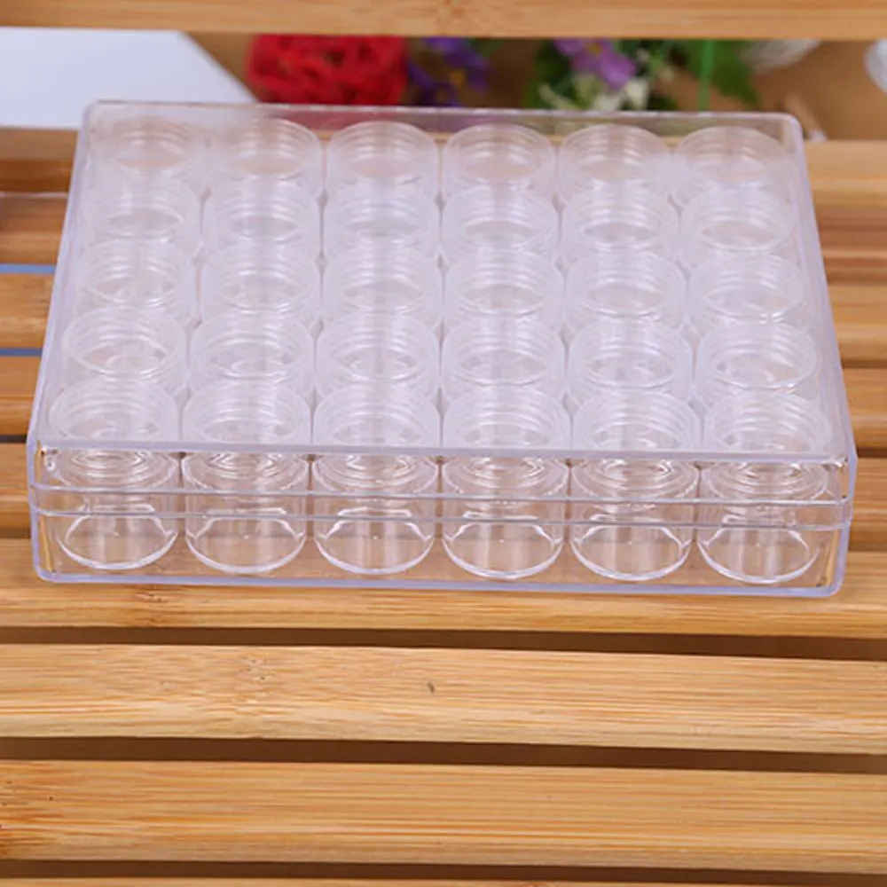 1 Case 30 Slots White Clear Storage Box Empty Container For Nail Art Gems Jewelry Decoration Container Glitter Nail Tools