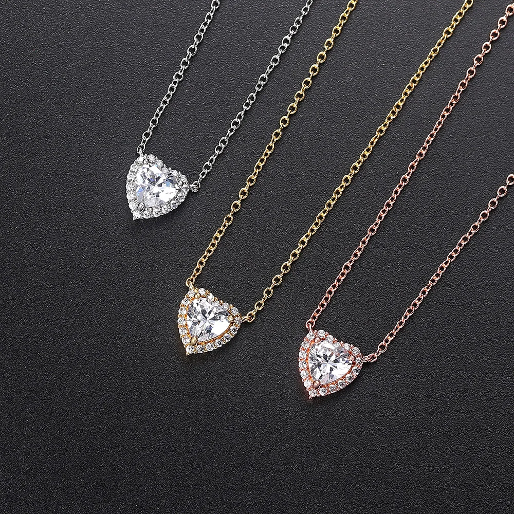 ZHOUYANG Heart Necklace For Women Cubic Zirconia Rose Gold Color Neck Pendants Choker Chains Jewelry Female Wholesale N317