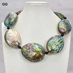 GuaiGuai Jewelry Big Natural 43x58mm Paua Abalone Shell Necklace