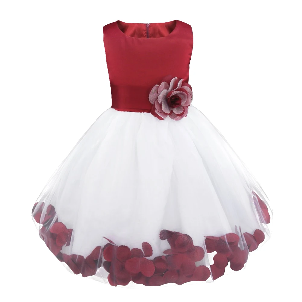 Vestido de novia de pétalos de flores para niñas, Vestido elegante de dama de honor para niños, Vestido de fiesta Formal para niñas