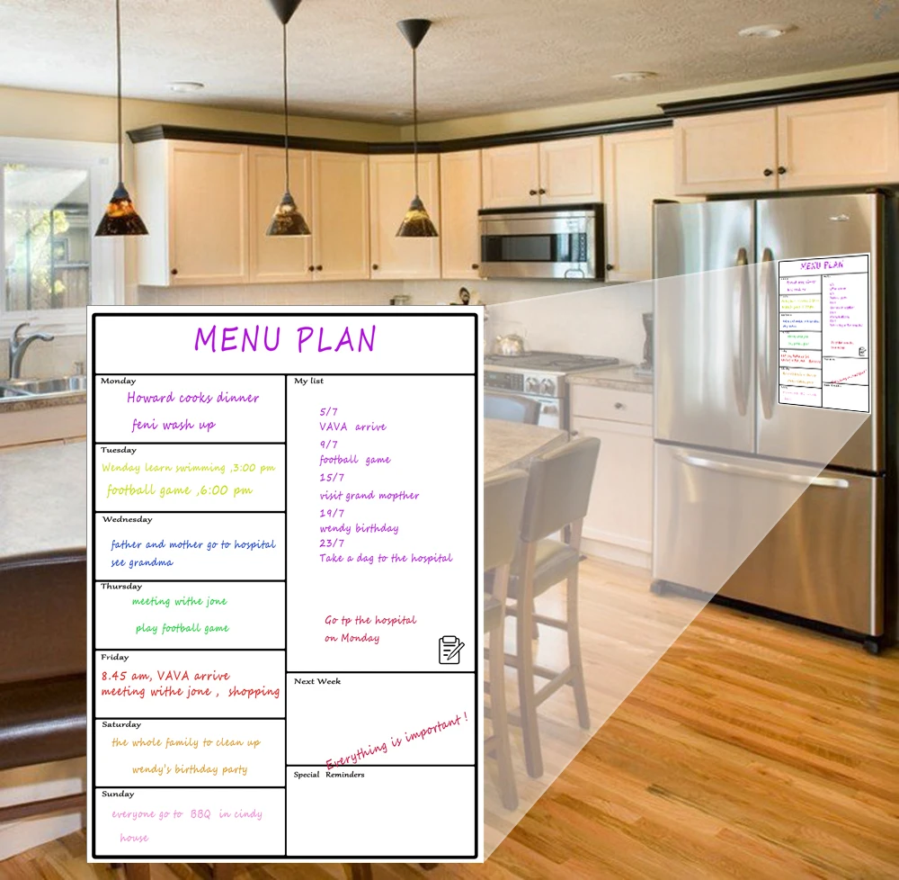 Magnetica Lavagna Dry Erase Planner Settimanale Bordo Per Frigoriferi Magnetico Secco Cancellare Calendario Con 3 Marcatori