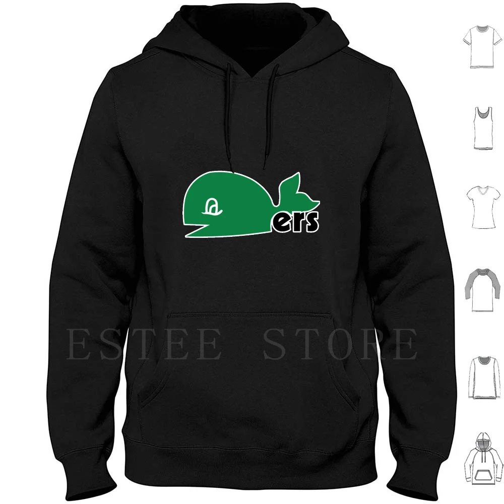 Whalers Alternate Logo Hoodie Long Sleeve Green Blue Whale Whalers Whalers Sports Hockey Town City Ice Winter Stick Logo