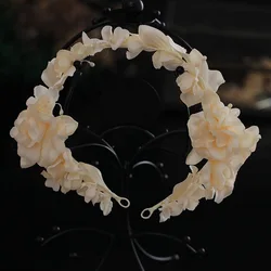 Fashion Bridal Garland Holy Headbands Magic Glass Beads flower fabric Hoop Wedding Hair Accessories.