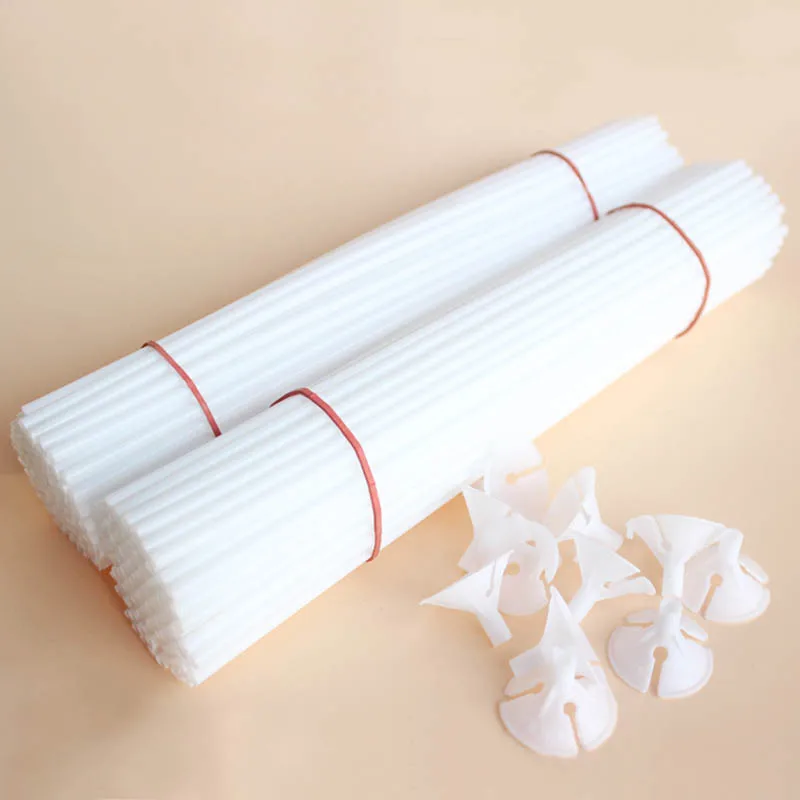 20/40/60pcs 30cm White Plastic Balloon Stick Holder With Cup Balloon Stick Set For Wedding Birthday Holiday Party Decoration