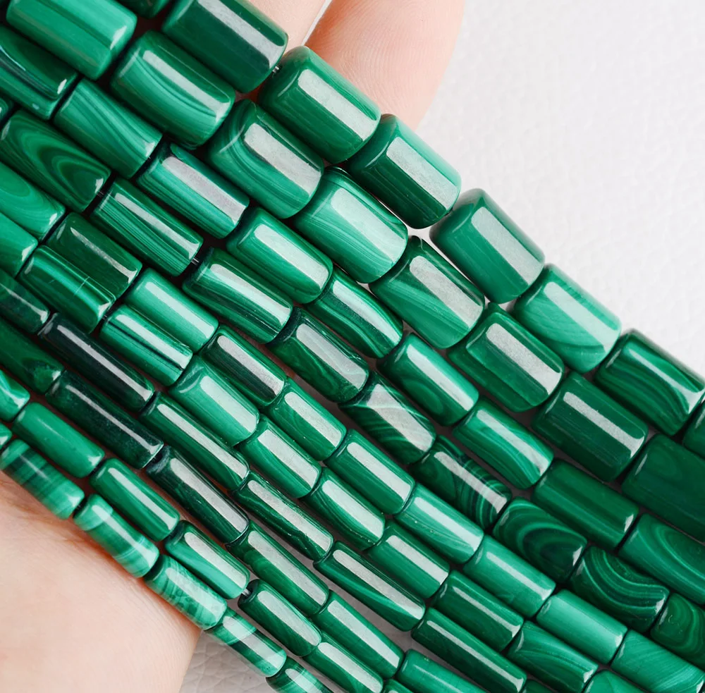 1 strands AA Natural Malachite Round Tube Beads 4x13mm/4X9mm/5X10mm/6X10mm/8X12mm