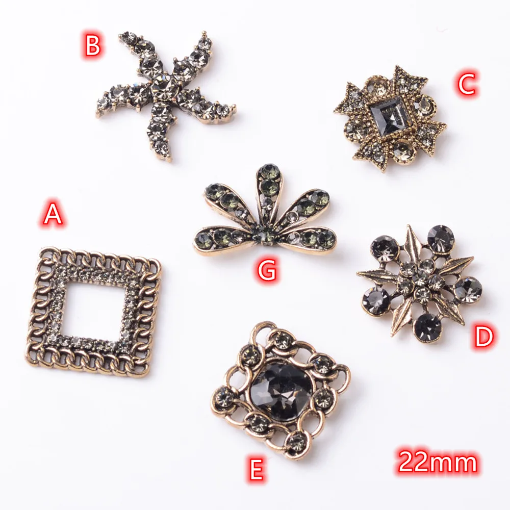 Black Rhinestone Embellishments Buttons 10pcs vintage Metal Clothes Decoration Sewing Buttons Apparel Accessories