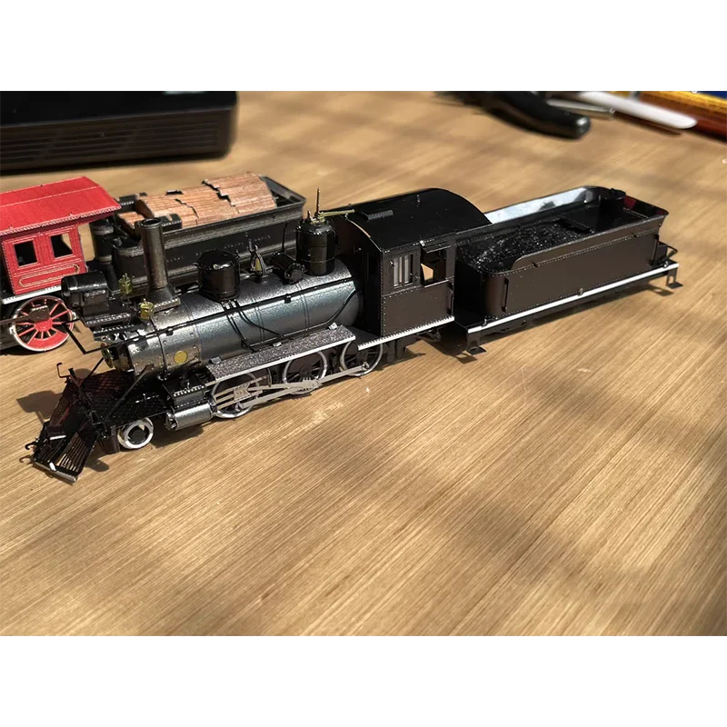 Diecast 19cm long Metal hand diy 3D assembly model New Handmade Mine Forest Locomotive Adult Decoration Gift Static Display