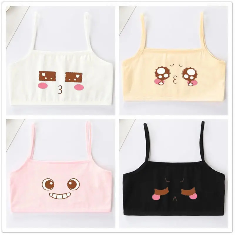 4pcs/set Cotton Young Girls Training Bras Kids Vest Teens Teenage Underwears Children Bras for 9 10 11 12 13 14 15 16 Years Old