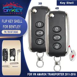 DIYKEY 3/4 Buttons Flip Folding Remote Key Shell For Bentley Mulsanne Hurtling GT Flying Spur Continental Auto Car Key Case