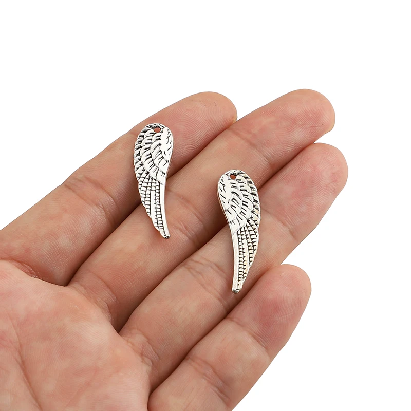 

10Pcs Antique Silver Color Angel Wings Charms Handmade Craft Pendant For DIY Bracelet Necklace Jewelry Making Accessories