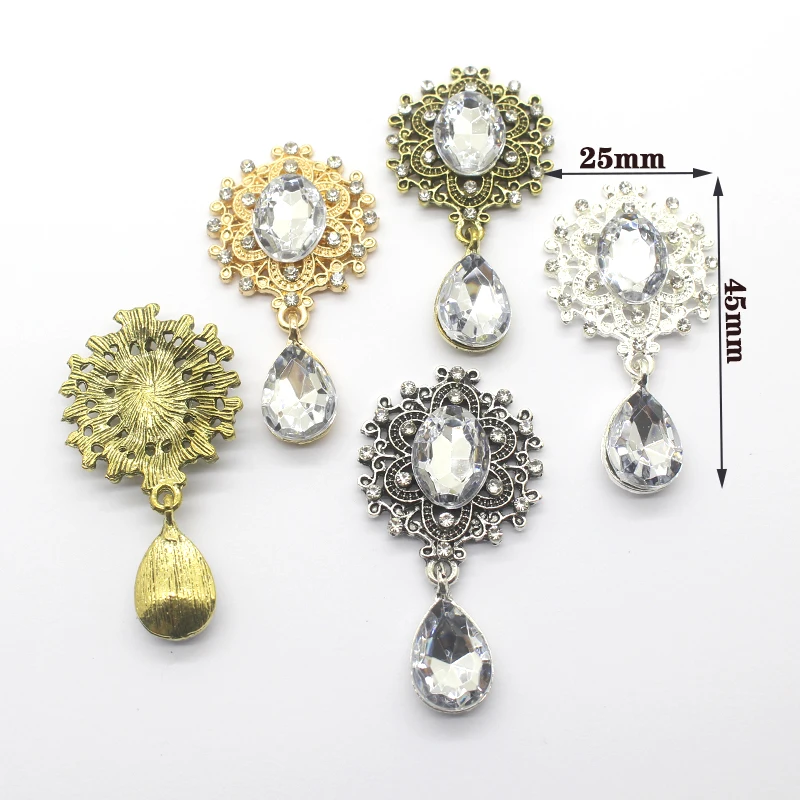 Delicate Shining Brooch 45*25mm 10pcs/set Crystal Accessories Fashion Gorgeous Wedding Invitation Holiday creative Decoration