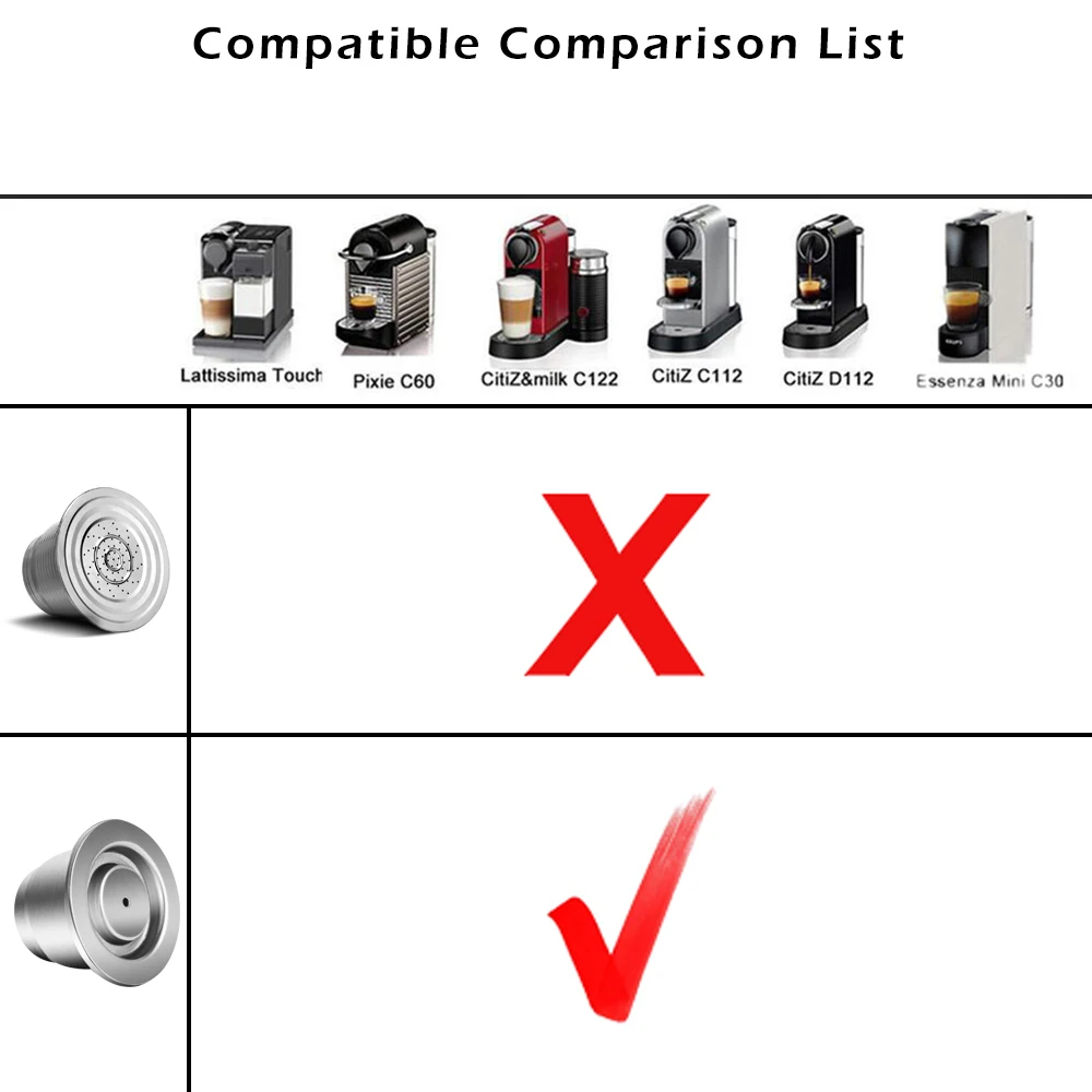 Food-Grade Stainless Steel Reusable Capsule Coffee Compatible For Nespresso Coffee Machine Original Line With Dosing Ring