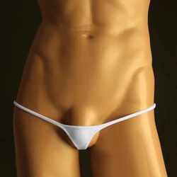 Tangas minúsculas do cameltoe dos homens, mini G cordas, biquíni sexy, calcinha do saco do peni, lingerie traseira aberta, tanga ver através das calças T, A50