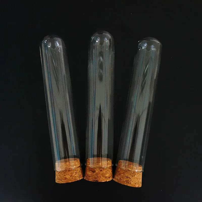 4pcs/lot 40x200mm Round Bottom Tea Glass Test Tube Drosophila Vials Culture Tube With Cork Stoppers