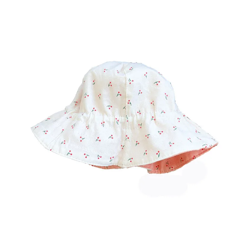 Double-sided Baby Hat Fruit Print Spring and Summer Children Girls Sun Hat Soft Stretch Outdoor Fisherman Hat Beach Basin Hat