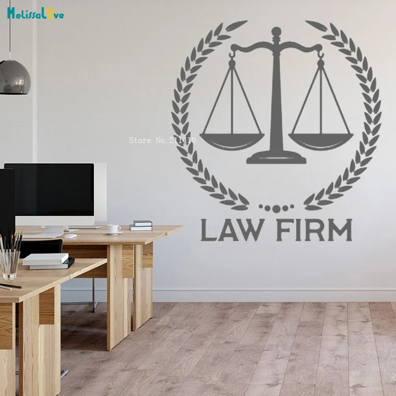 Law Firm Court Vinyl Wall Decal Scales Of Justice Office Style Stickers An Important Part Of New Company Development YT4147