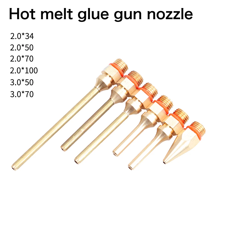 2 Pz/lotto di Grandi Dimensioni e di Piccolo Diametro Hot Melt Colla Pistola Ugello 2.0x70mm 3.0x50mm 2.0x50 millimetri di Rame Puro Lungo Breve