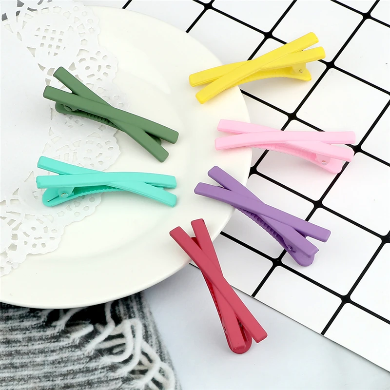 5Pcs Fashion X Shaped Hair Clips Solid Color Matte Barrettes Colorful Sweet Hairpins For Girls Women Hair Accessories Hair Tools