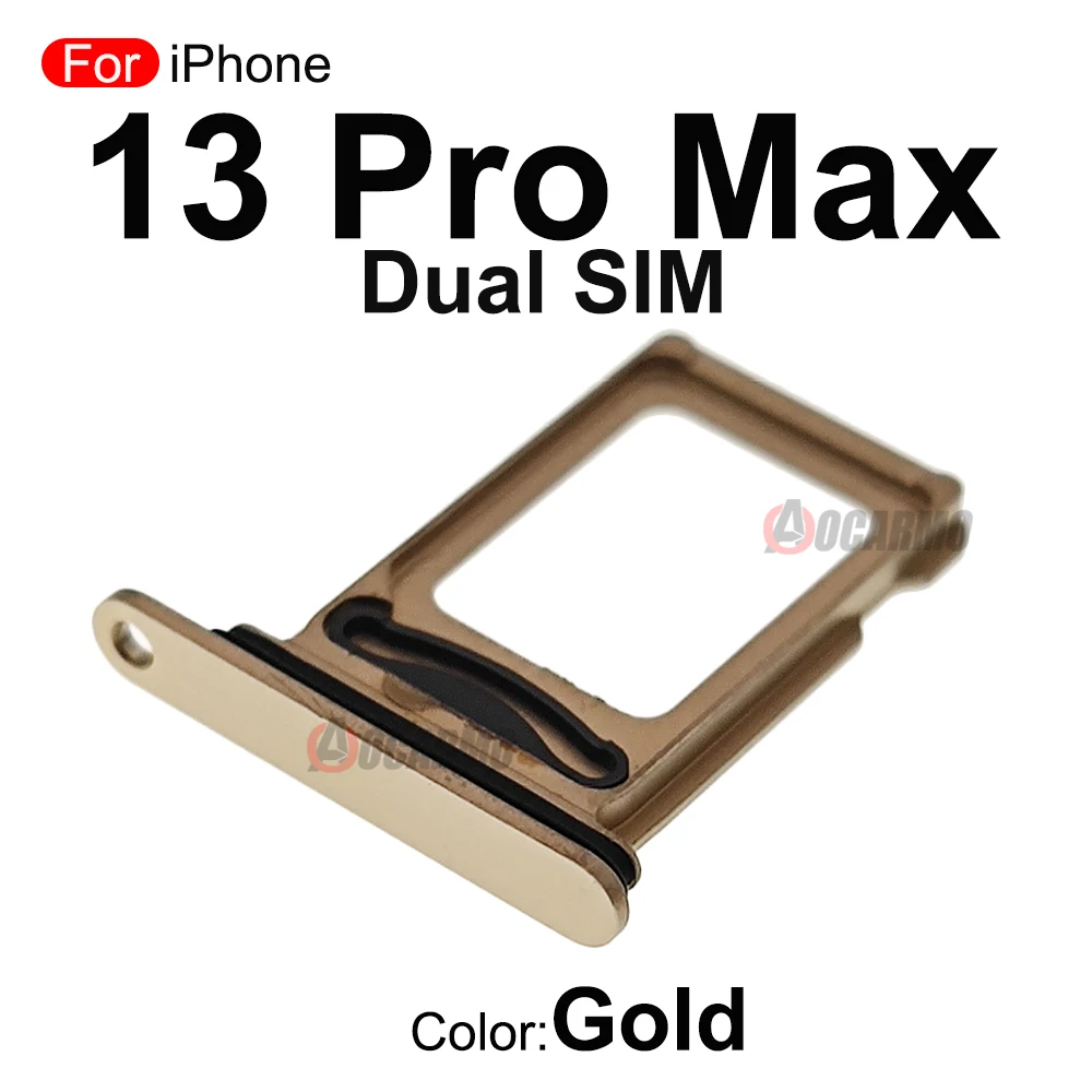 Bandeja de tarjeta SIM simple y Dual para iPhone 13 Pro Max, ranura con anillo de goma impermeable, piezas de repuesto