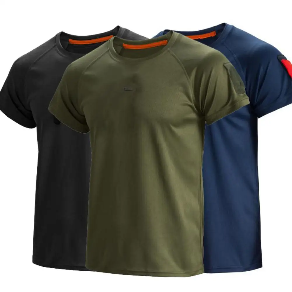 Men Breathable Tshirt Military Polyester Quick Drying T Shirts Short Sleeve Wear Resistant Tee Soldier Breathable