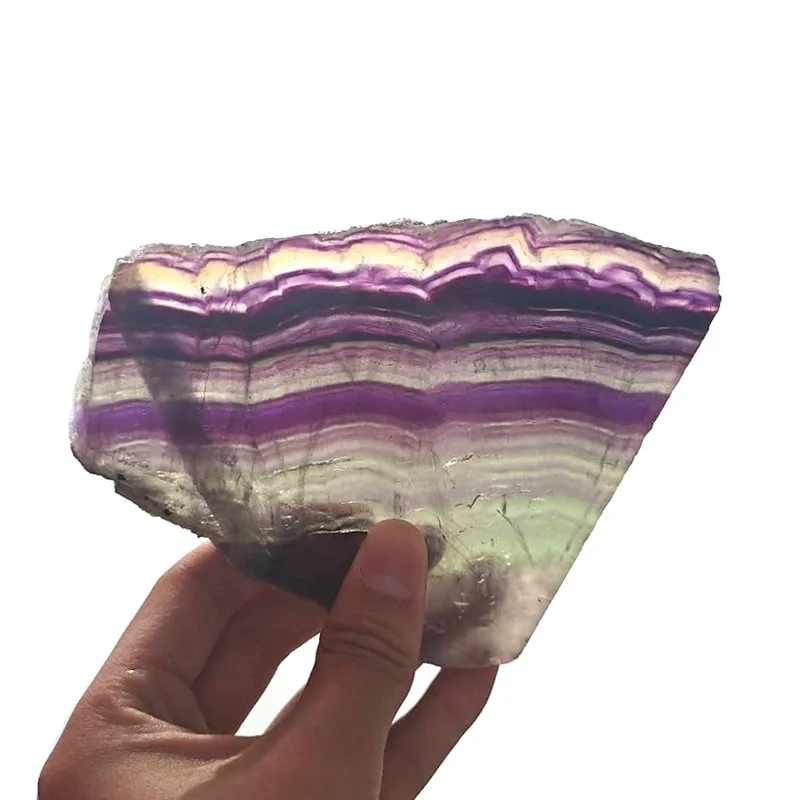 1PC natural fluorite tablets Quartz crystal Colorful stripes fluorite Rainbow stone can be used for home decoration ornaments