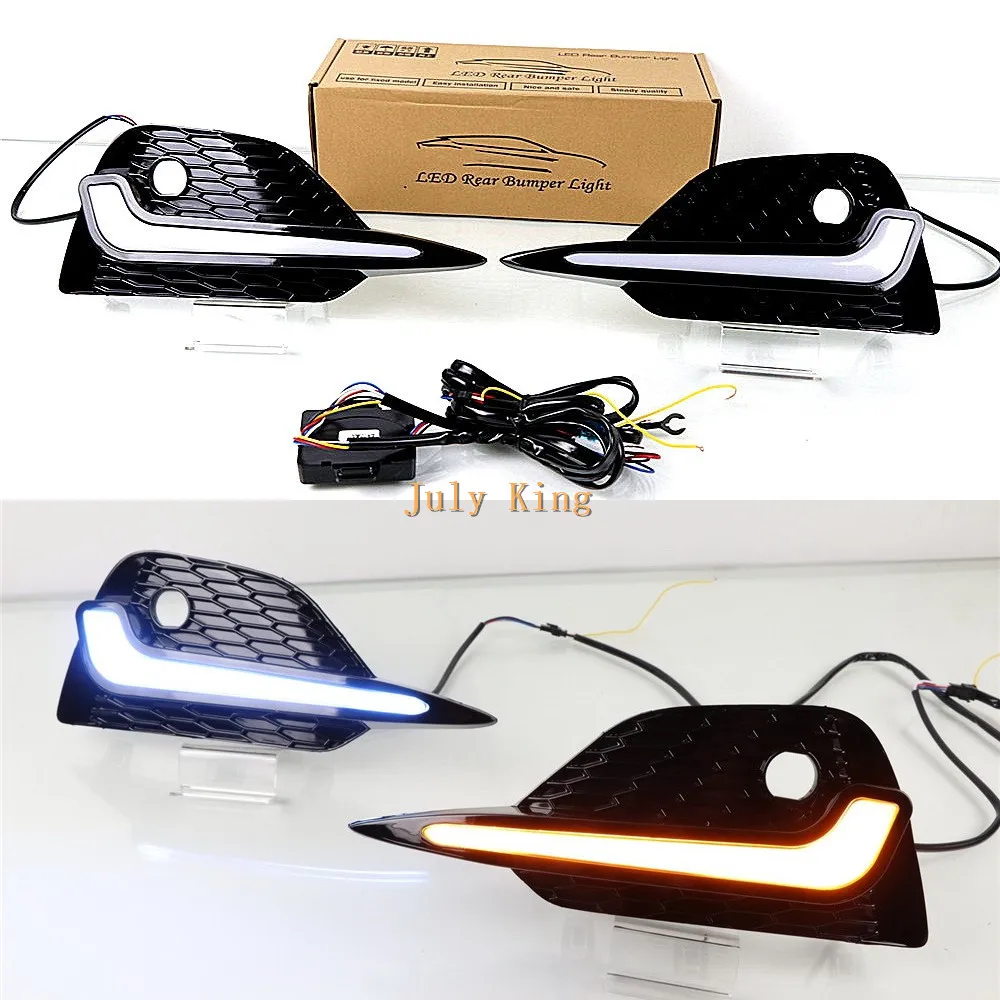 

July King LED Daytime Running Lights Case for Nissan Qashqai 2018+, LED White DRL + Yellow Streamer Turn Signals Light