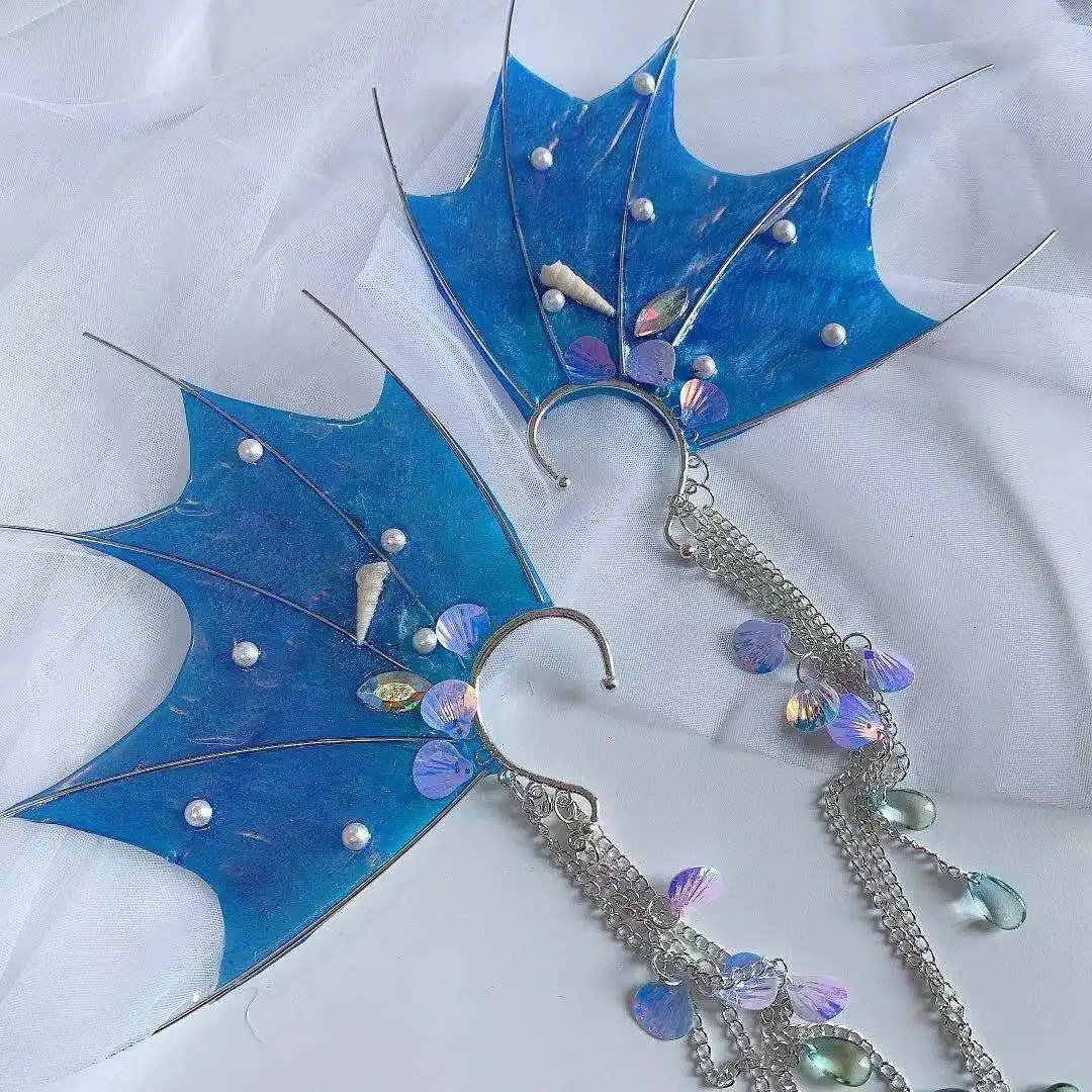 Waterproof Mermaid Ear Accessories For Women Halloween Spirit Cosplay Pixie Fairy Headwear Elf Headdress Photography Props