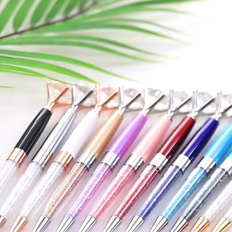 100pcs Customize Large Diamond Metal Ballpoint Pen With Crystal Wedding Luxury Pen For Gift Student Advertising Ball Pen