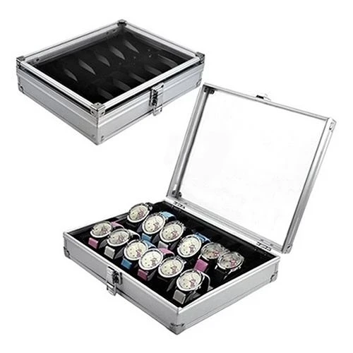 High Quality 6/12 Grid Slots Jewelry Wristwatches Metal Storage Organizer Box Aluminium Square Case Display Watch Holder Box