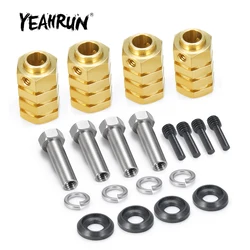 YEAHRUN-Heavy Duty Latão Hex Hubs, adaptador estendido para TRX-4 TRX4 1/10 RC Crawler, peças do modelo do carro, 15mm, 20mm, 12mm, 4pcs