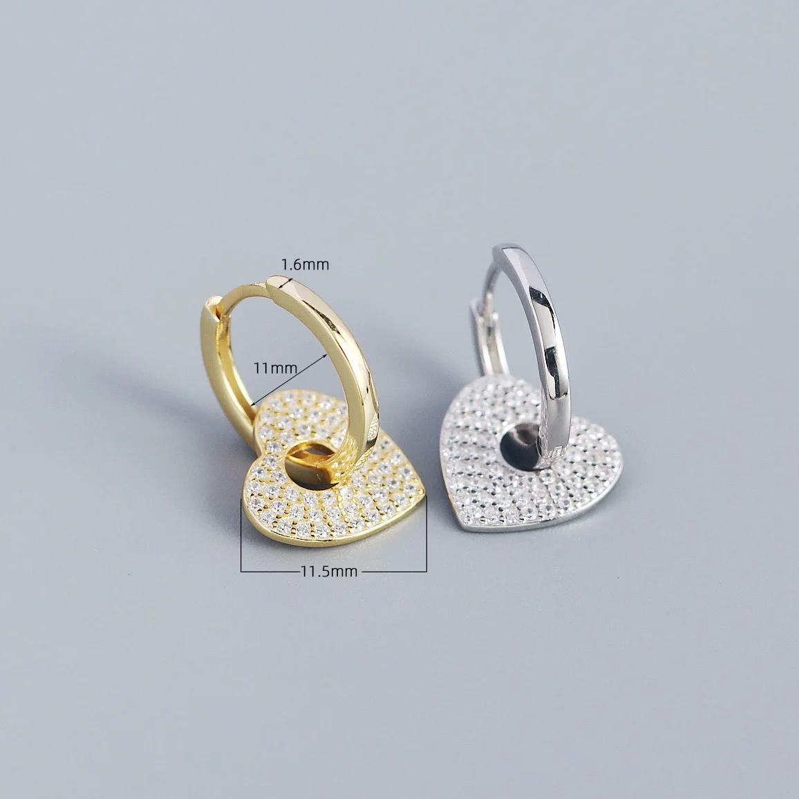 F.I.N.S 925 Sterling Silver CZ Paved Drop Earring Piercing Big Heart Crystal Pave Detachable Pendiente Fashion Fine Jewelry Gift