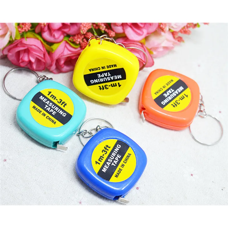 2Pcs Portable Pull Ruler Keyring Color Random Mini Retractable Ruler Tape Keychain Measure