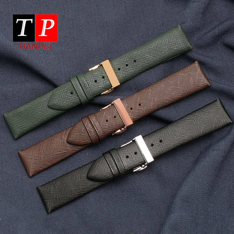 Fashion Lizard Texture Leather Watchband Watch Strap For Armani AR1674 AR0382 AR1722 Women and Man 18mm 20mm 22mm Black Green