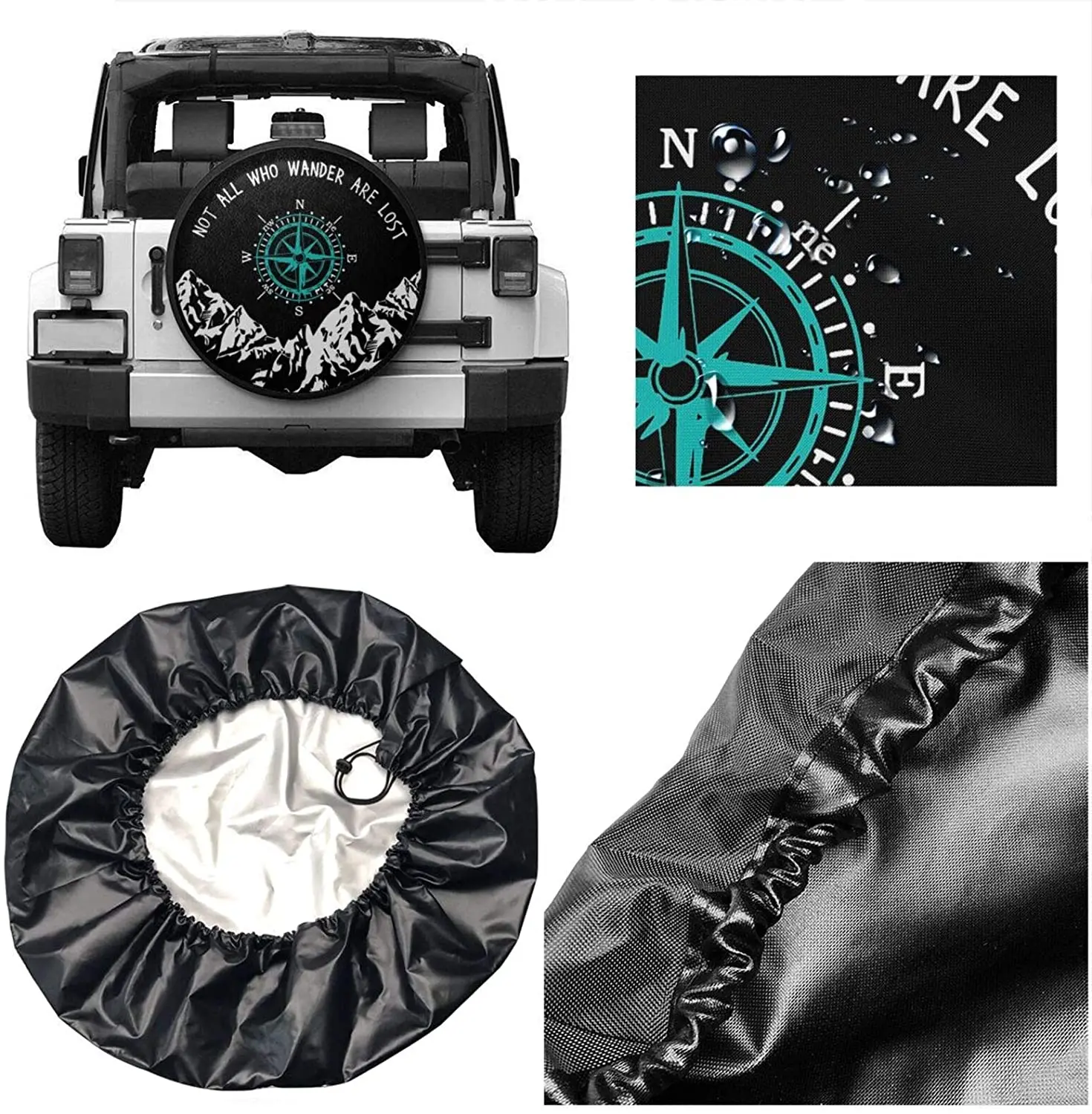 cozipink Mountain Compass Camper Nature Spare Tire Cover Wheel Protectors Weatherproof Universal for Trailer Rv