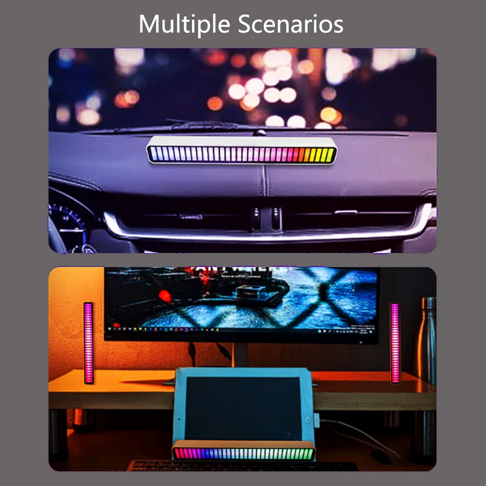RGB Sound Control LED Light, Voice Activated Rhythm Lights, App Control, Pickup, Color, Ambient Light Bar, Music