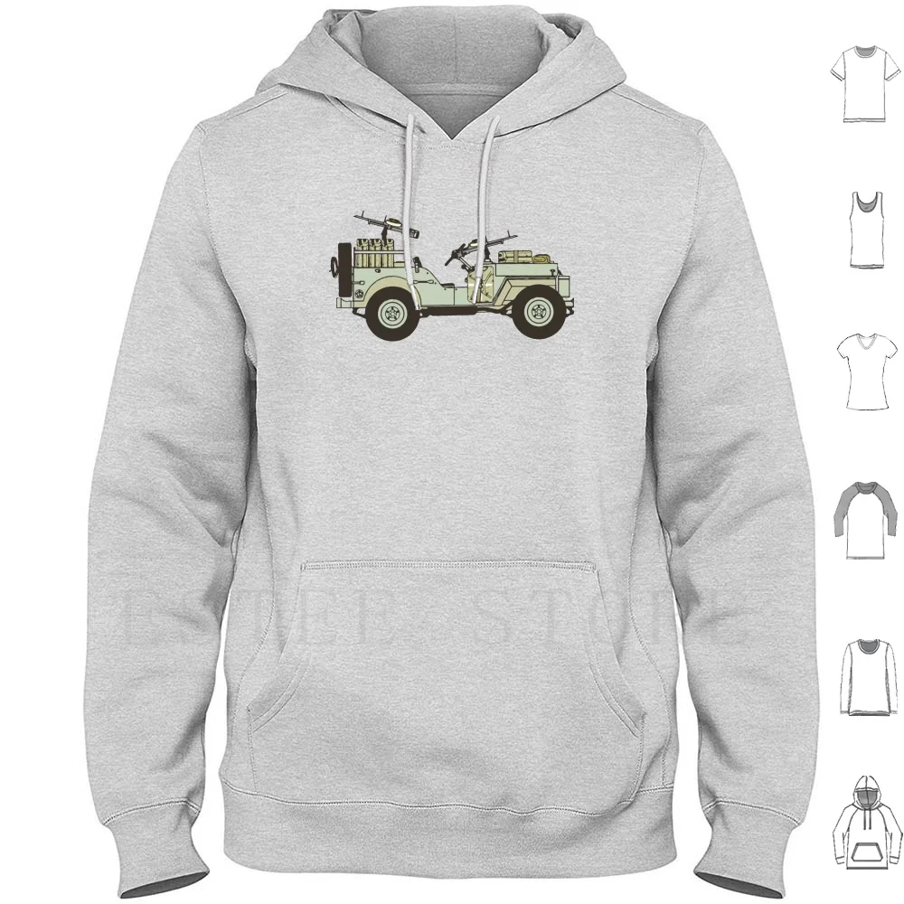 Sas Hoodies Long Sleeve Special Air Service Recon Sas Sasr Four Wheel Drive Ww2 World War Two Machine Gun North Africa