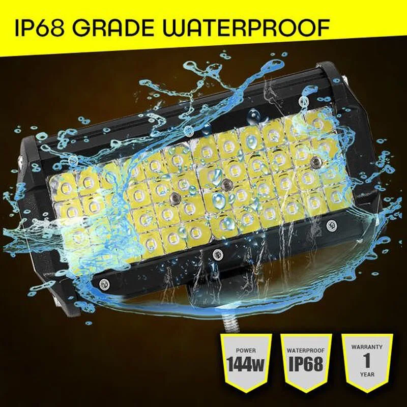 Listwa świetlna LED robocza 7 Cal 120W Combo Spot Flood Beam listwa Led 4x4 Off Road reflektor dla samochodów motocykl ciągnik łódź ATV SUV lampa