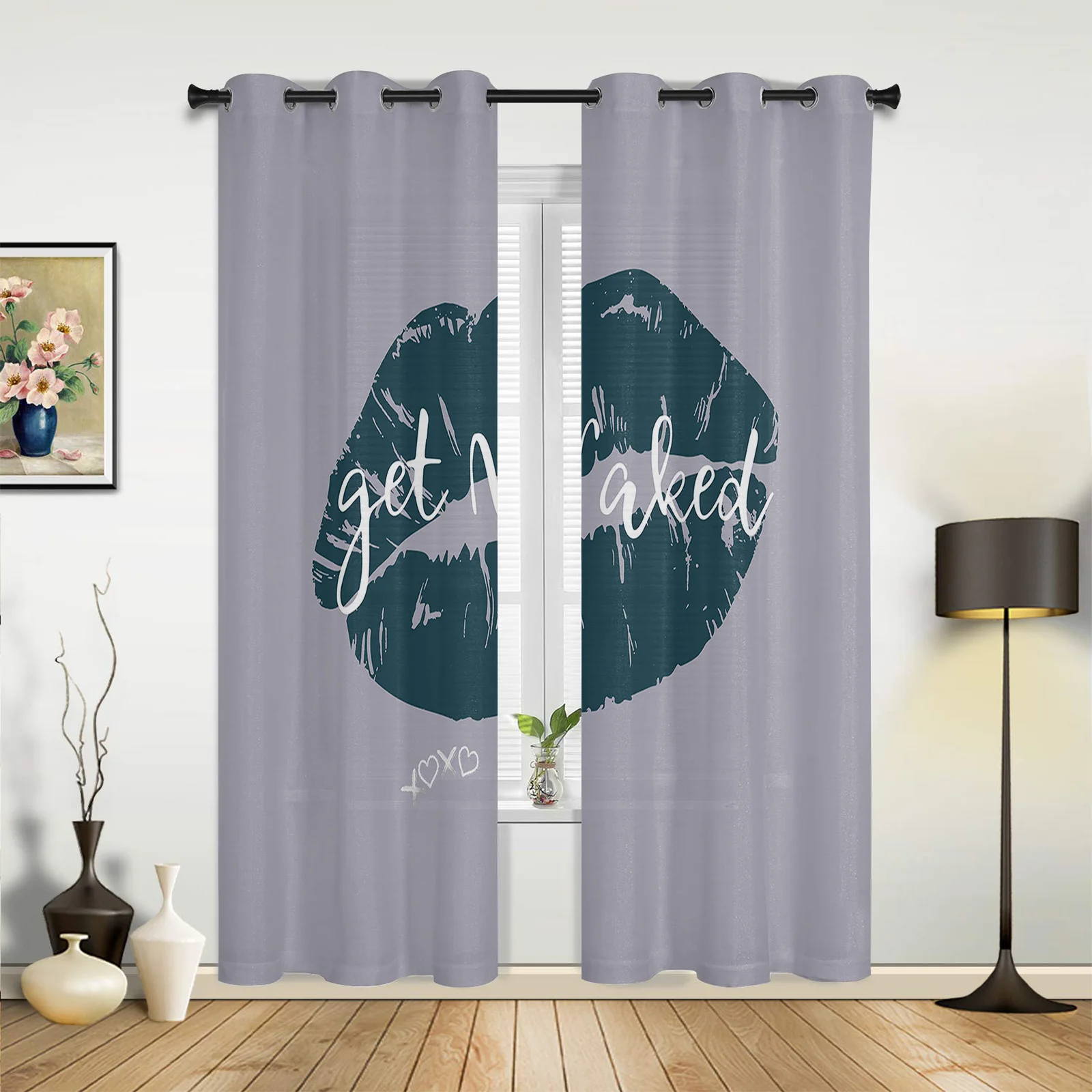 Sexy Lips Graffiti Lip Print Large Curtains For Living Room Window Curtain Bedroom Kitchen Balcony Gazebo Curtain Room Divider