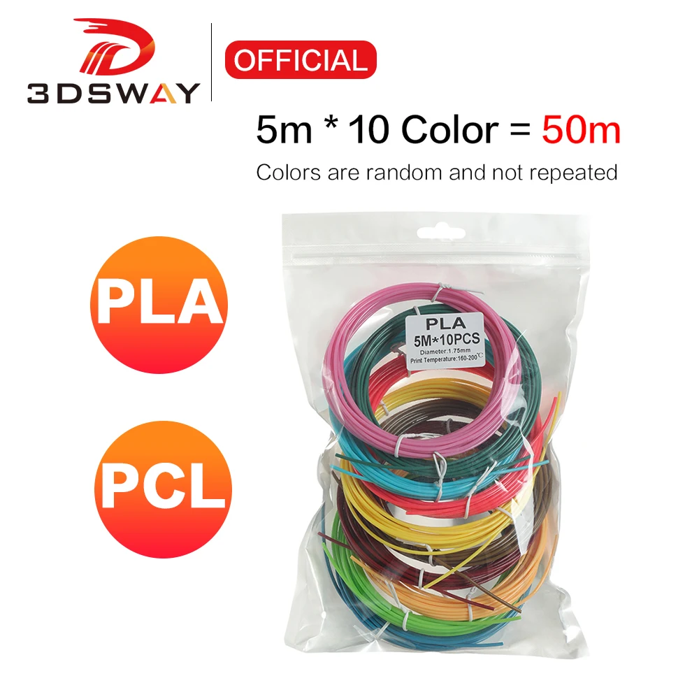 3DSWAY 3d Pen Filament PLA PCL Plastic 50 Meter 10 Colors Consumable 3d Handle Set 3 d Refill Drawing Pen Kids Birthday Gifts