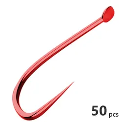 50pcsSleeve hooks with barbs and no barbs for crucian carp long handle thin strips red sleeves gold sleeves black pit carp hooks