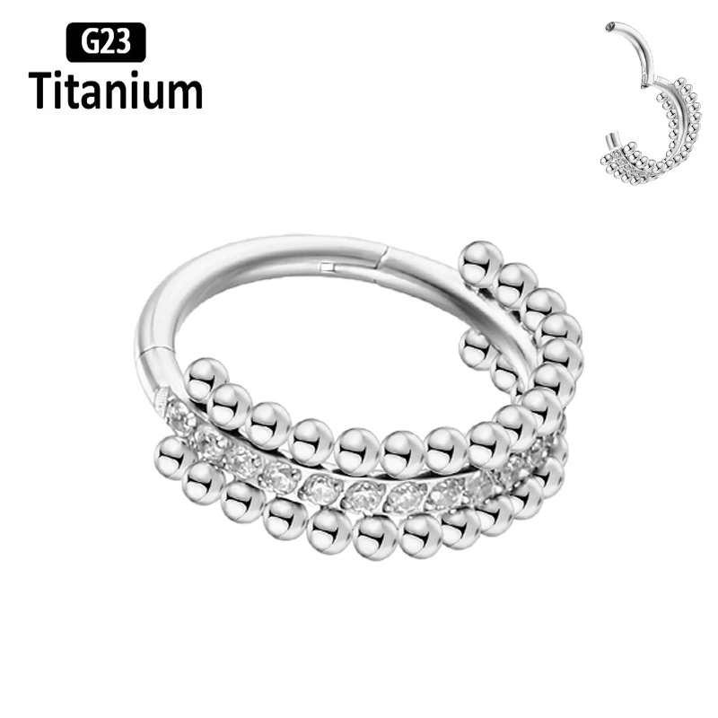 G23 Titanium Piercing Daith Zircon 8/10/12mm Hoop Nose Rings Hight Segment Clicker Septum Ear Tragus Helix Cartilage Earring 16G