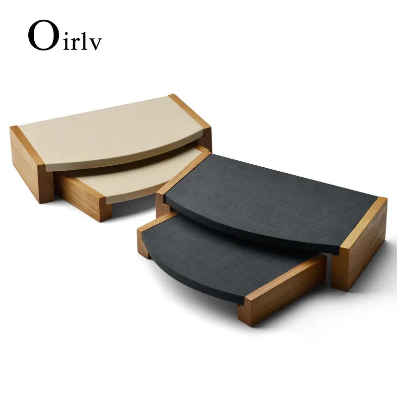 

Oirlv Solid Wooden Stool Two-Piece Display Stand Ring Earrings Bracelet Stand With Microfiber Jewelry Storage Display Props