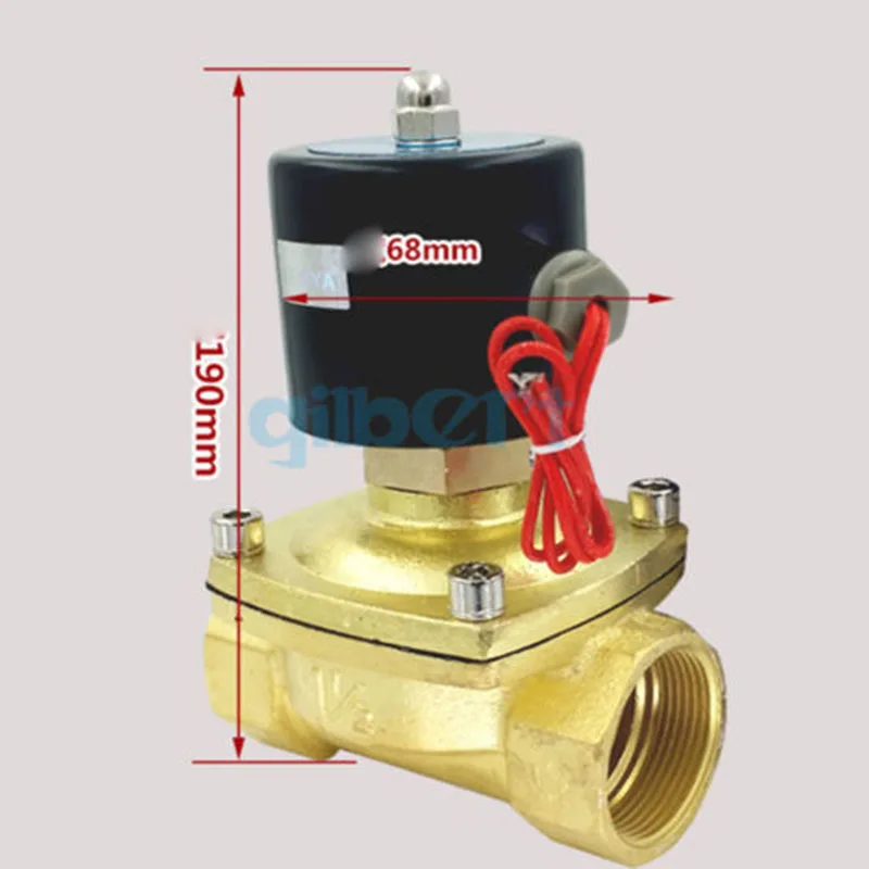 

DC12/24V AC110/220V 1-1/2" BSPP 22W Normally Open Flow Pore 40mm Brass Gas Oil Water Solenoid Valve