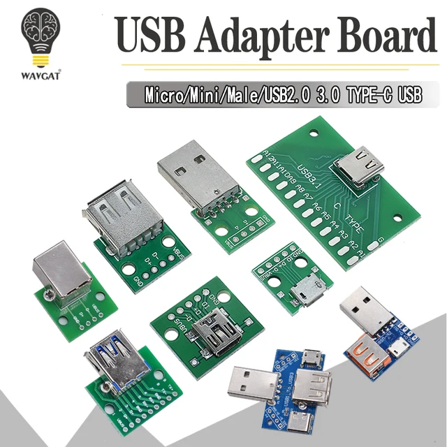 Złącze męskie USB / MINI MICRO USB do adaptera DIP złącze żeńskie 2.54 Złącze B Typ-C USB2.0 3.0 Konwerter PCB żeński