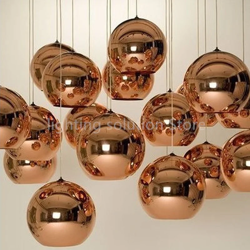 

Modern LED Chrome Gold Copper Glass Globe Round Ball Pendant Lights Hanging Lighting for Dining Room Hanglamp Lamp