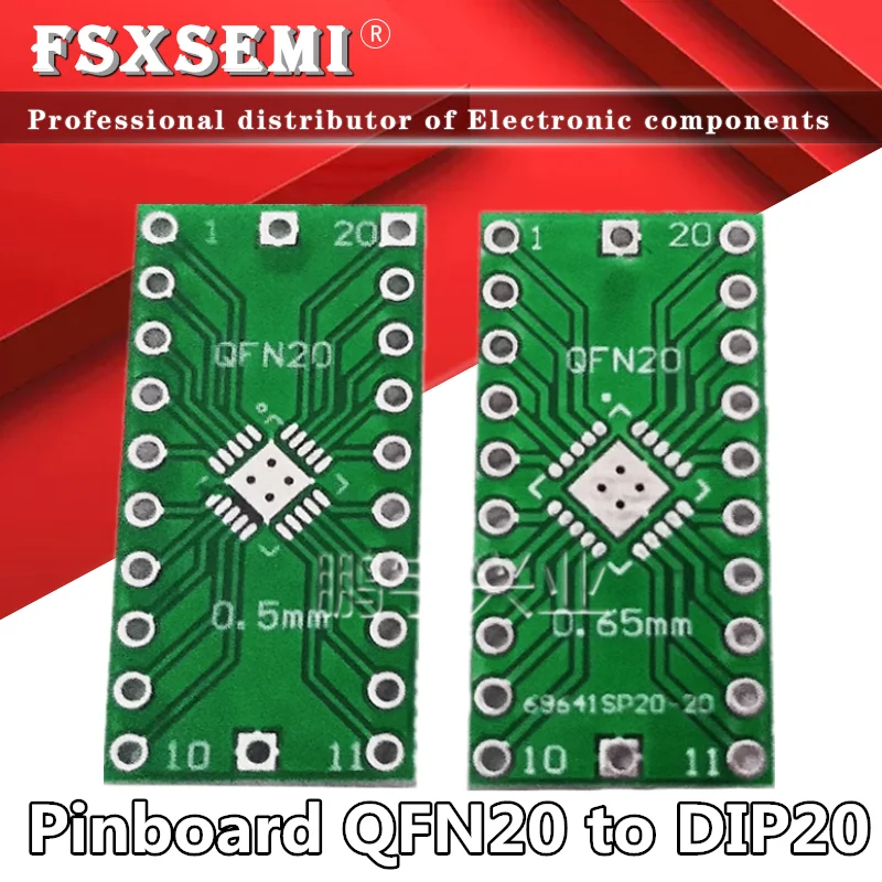 Adaptador de PIN Pitch, placa de transferencia PCB, A DIP LFCSP20, QFN20 a DIP20, 0,5, 0,65mm, 10 Uds.