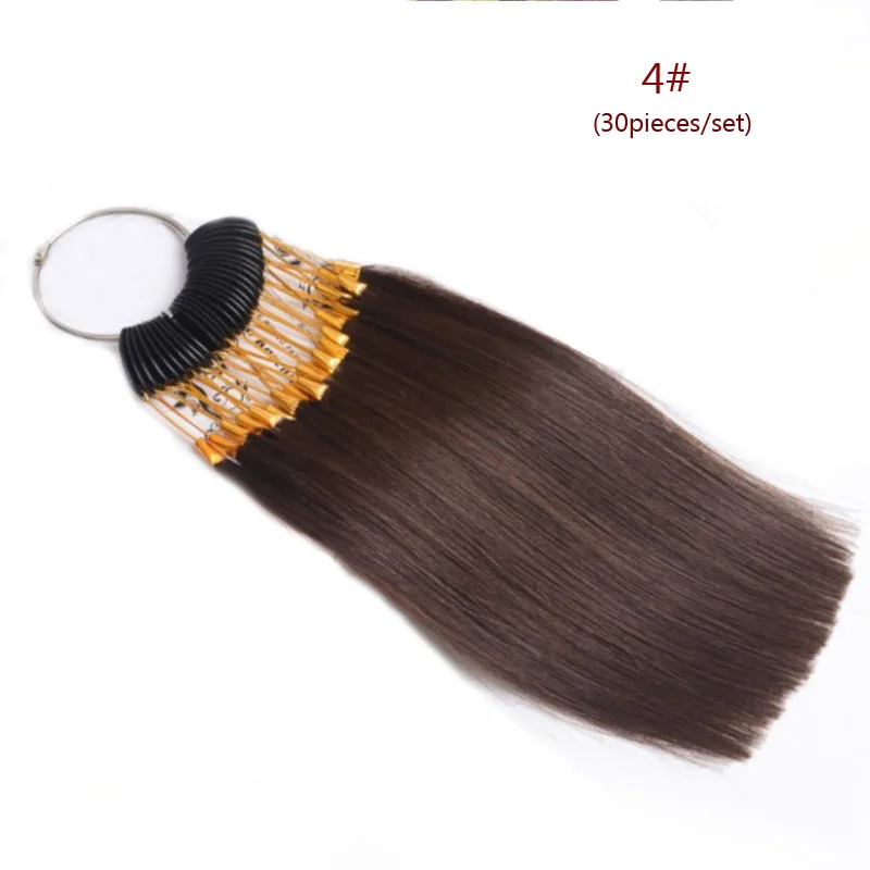 30Pcs/Set 100% Human Virgin Hair Color Ring for Human Hair Extensions and Salon Hair Dyeing Sample, Can Be Dye Any Color